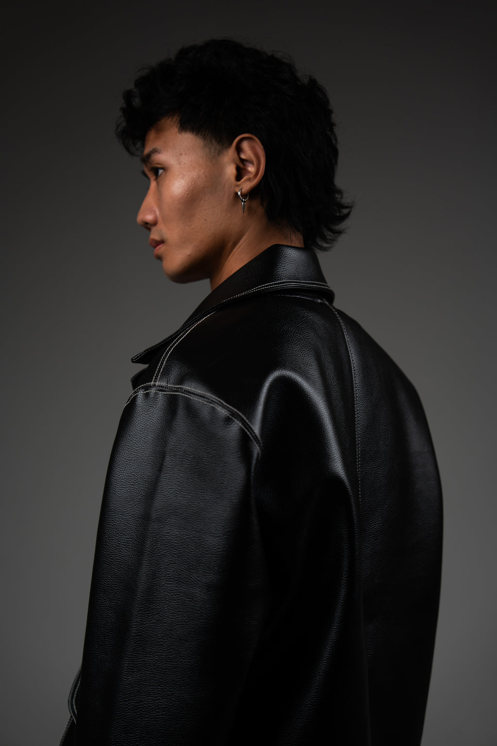 Black Structured Leather Jacket