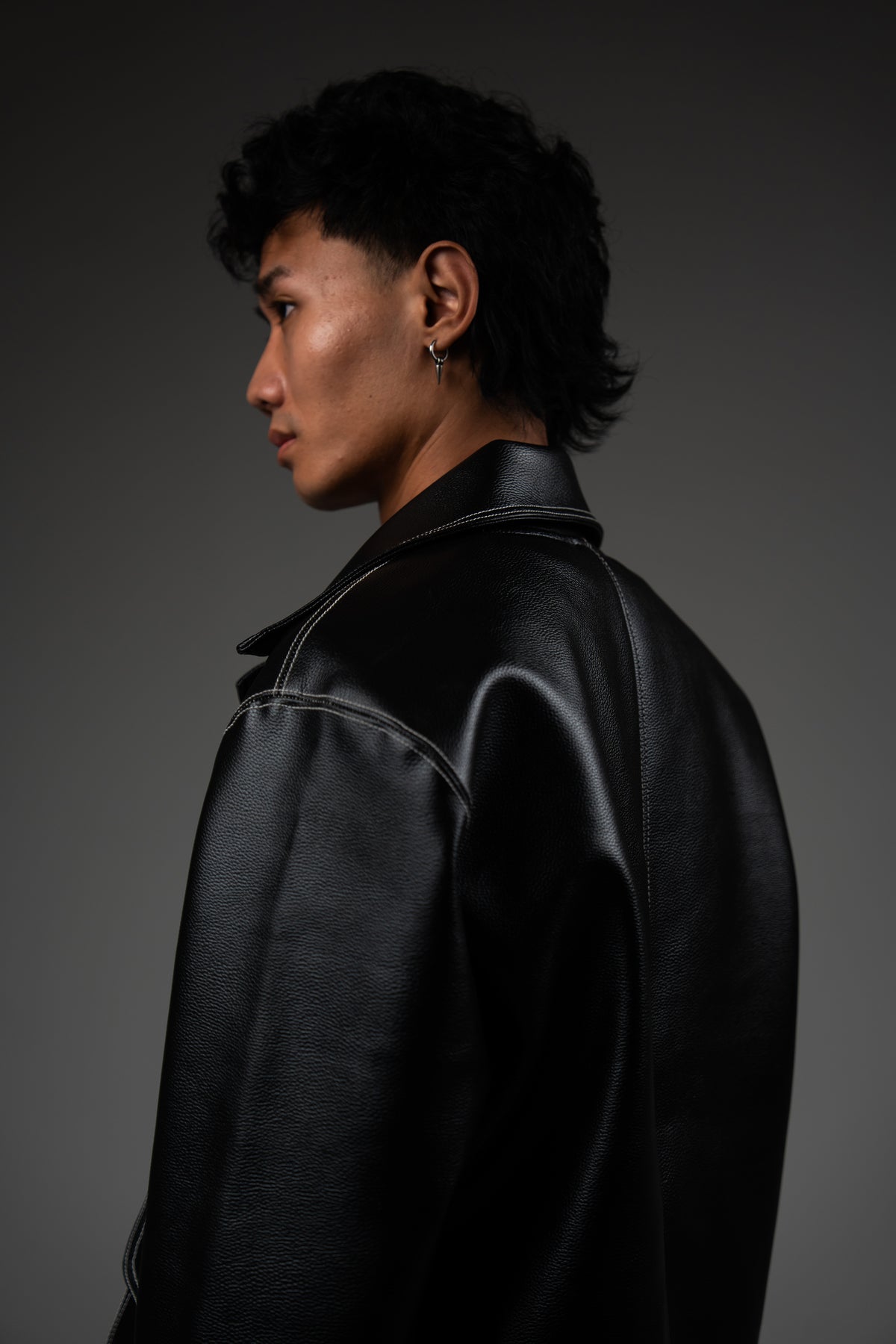 Black Structured Leather Jacket