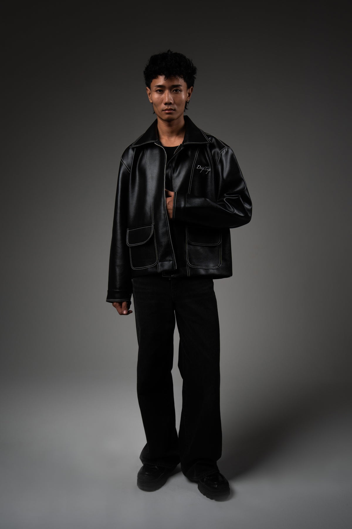 Black Structured Leather Jacket