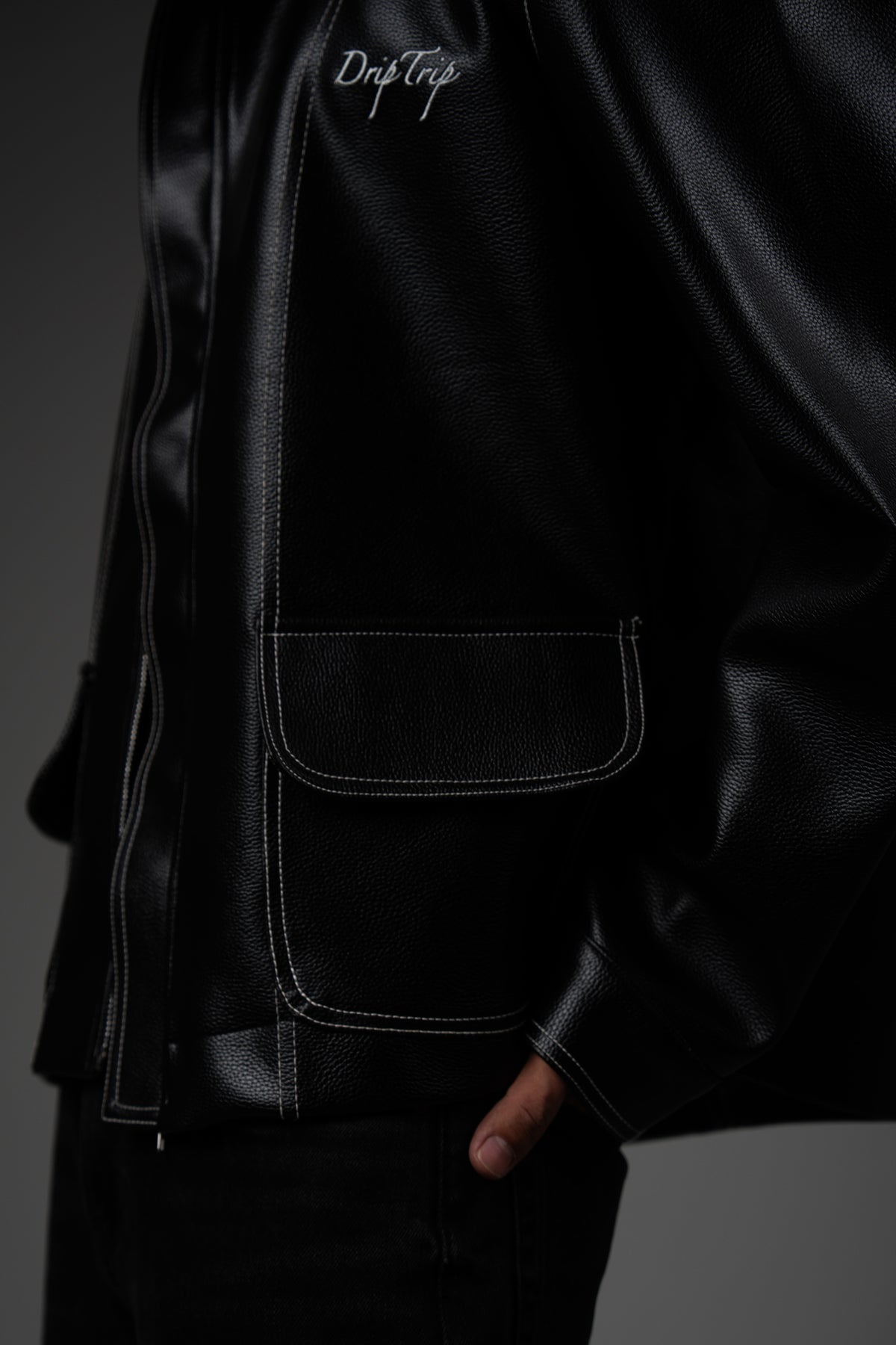 Black Structured Leather Jacket