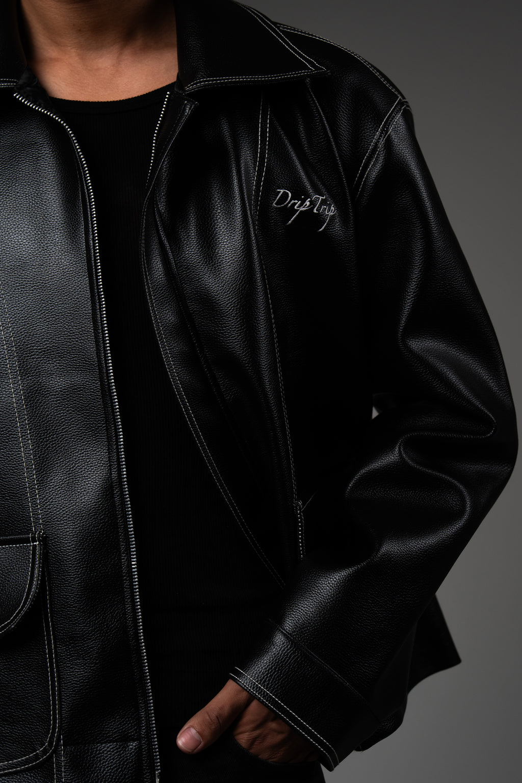 Black Structured Leather Jacket