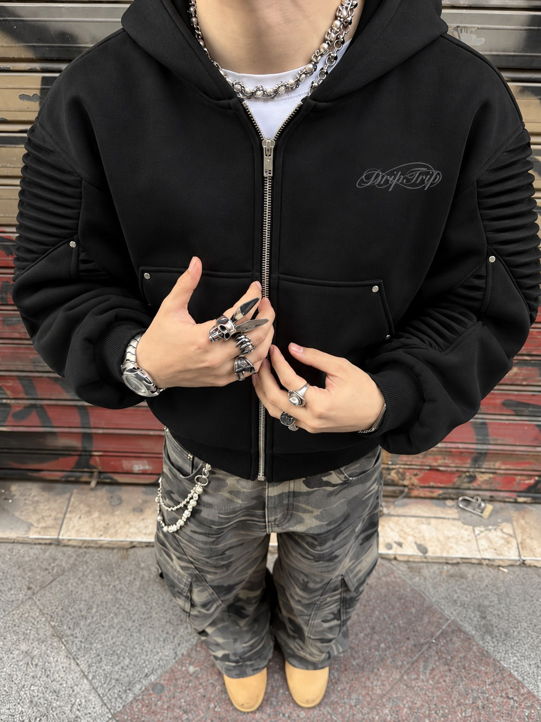 Utility Pocket Zip-Up Hoodie